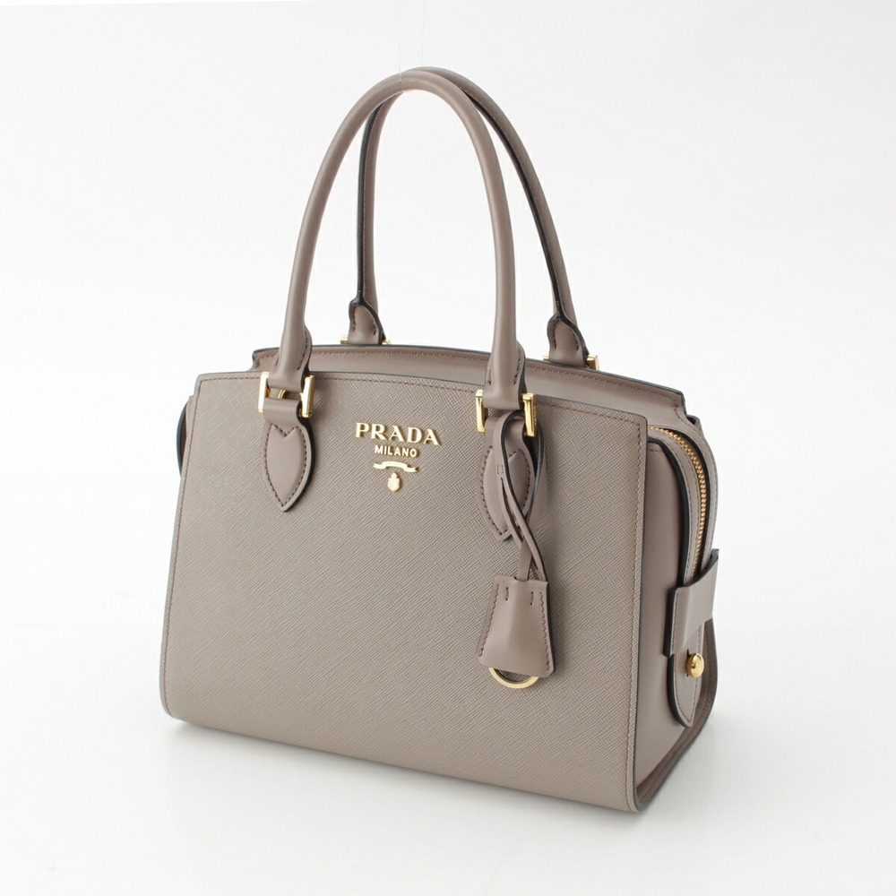 Prada Saffiano Beige Logo Handbag
